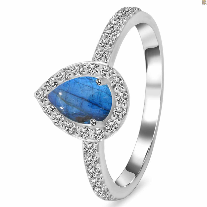 Labradorite & White Topaz Ring