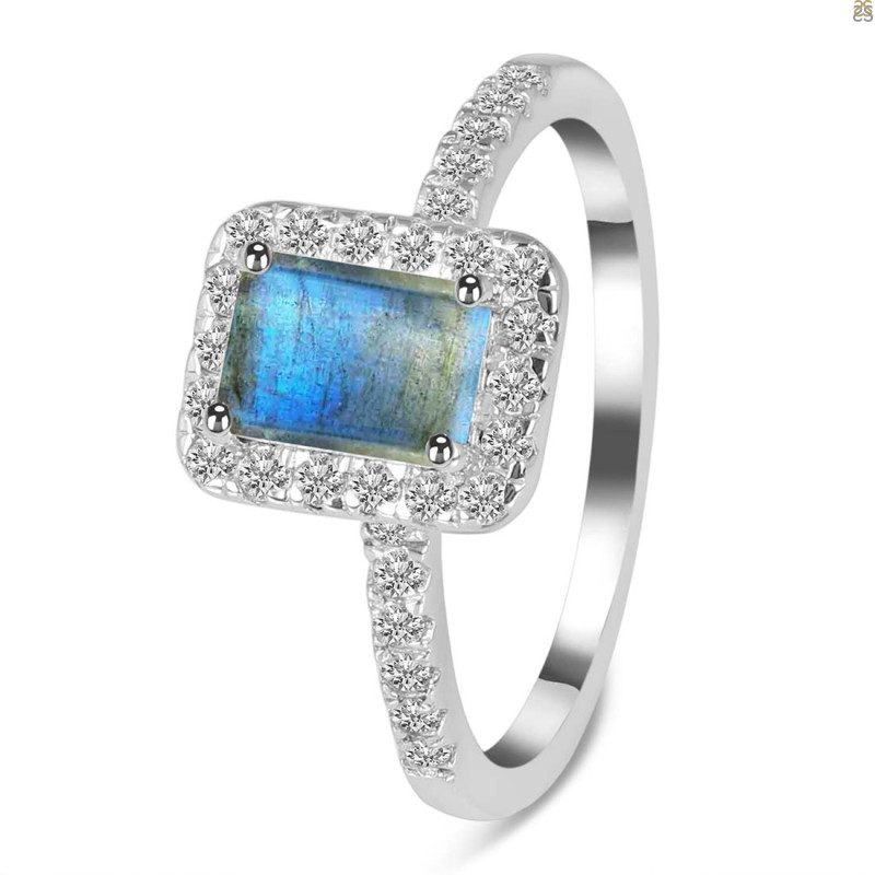 Labradorite & White Topaz Ring