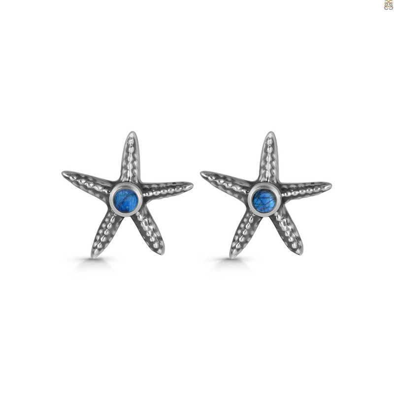 Labradorite Star Fish Stud Earring LBD-RUE-2.