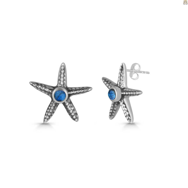 Labradorite Star Fish Stud Earring