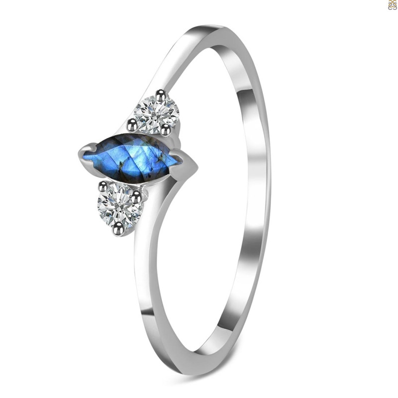 Labradorite & White Topaz Ring