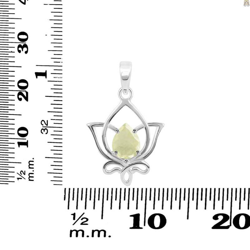 Libyan Desert Glass Lotus Pendant LDG-RDEP-877.