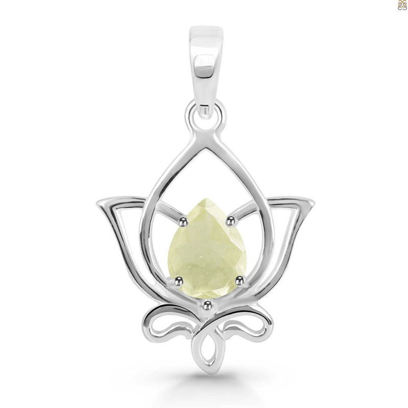 Libyan Desert Glass Lotus Pendant LDG-RDEP-877.