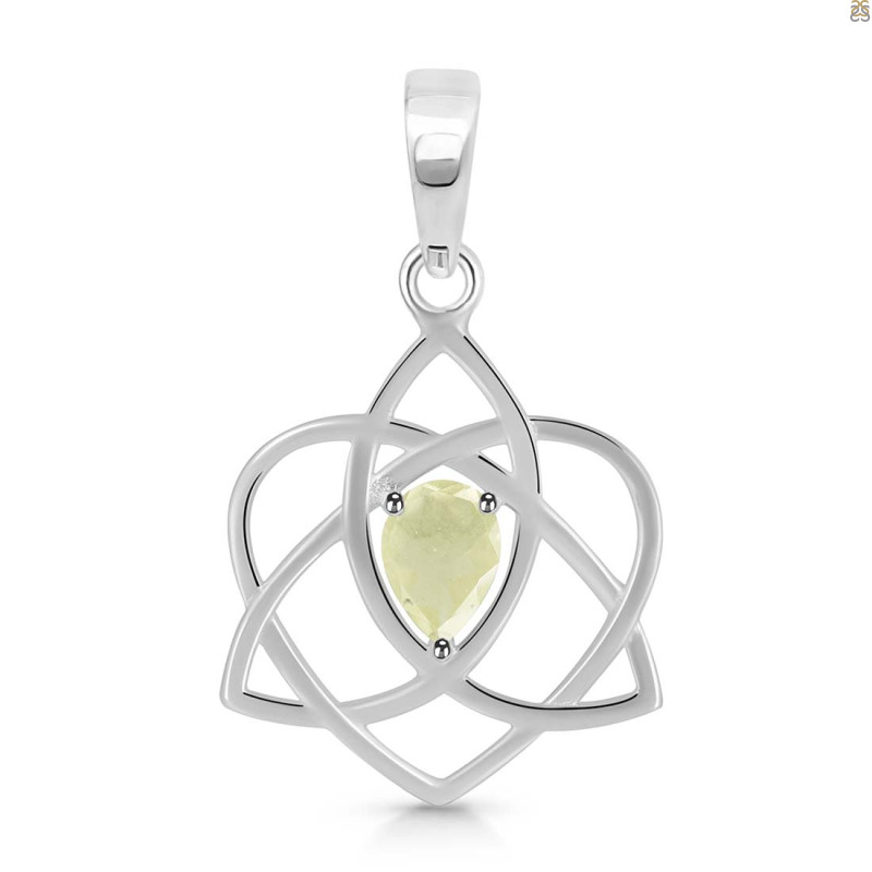 Libyan Desert Glass Triquetra Heart Knot Pendant LDG-RDEP-880.