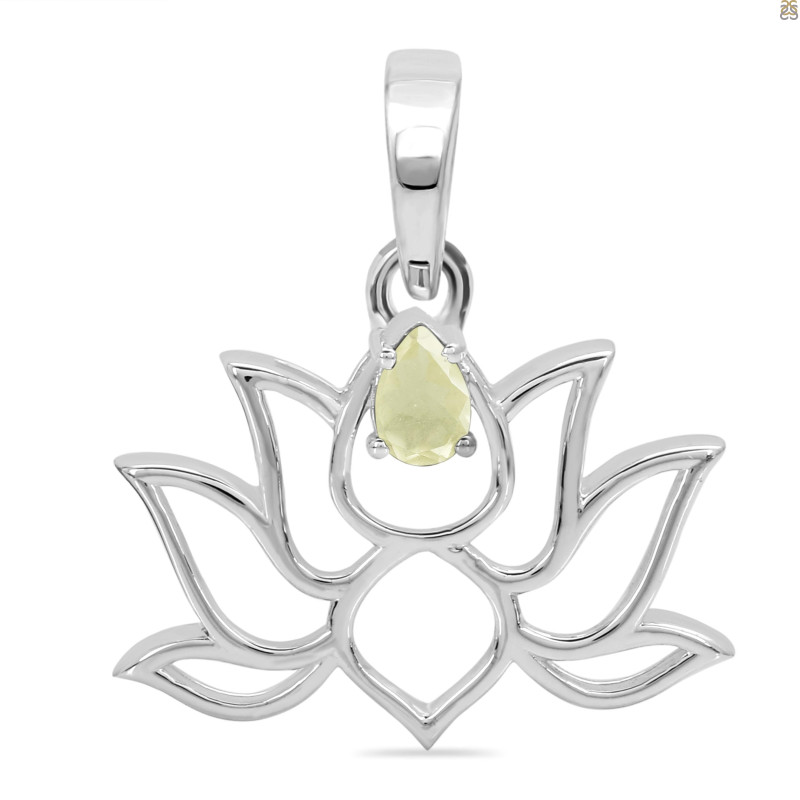 Libyan Desert Glass Lotus Pendant LDG-RDN-156-A.