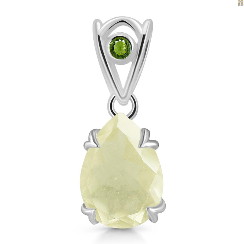Libyan Desert Glass & Moldavite Pendant LDG-RDP-746-MLD-V-LOOP.
