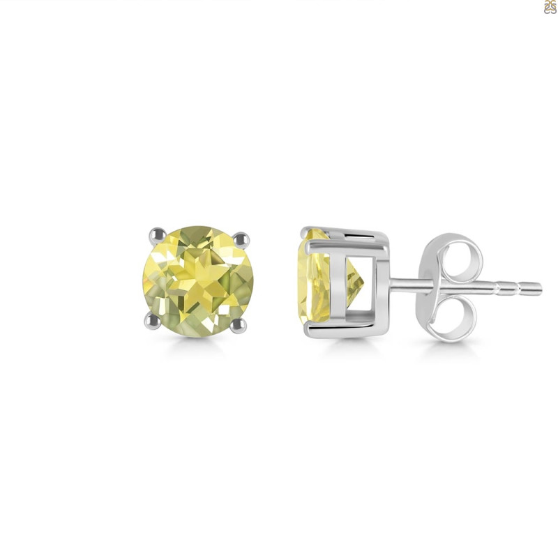 Lemon Quartz Stud Earring