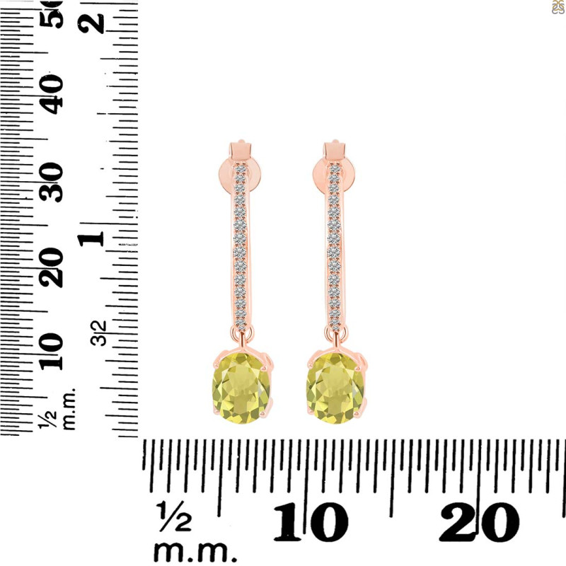 Lemon Quartz & White Topaz Hoop Earring LEM-RDE-1469.