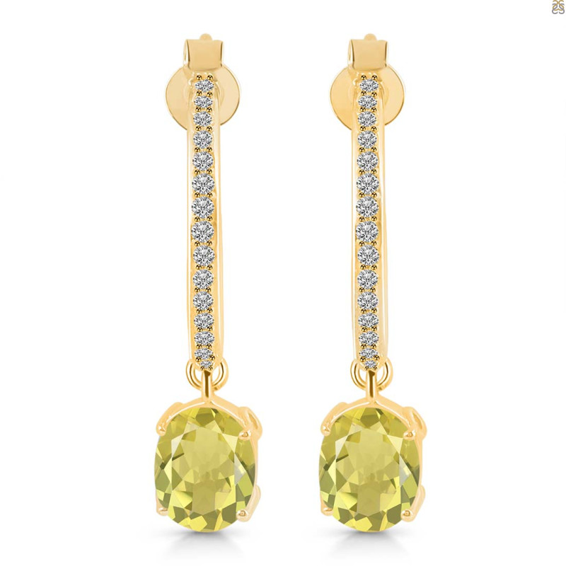Lemon Quartz & White Topaz Hoop Earring LEM-RDE-1469.