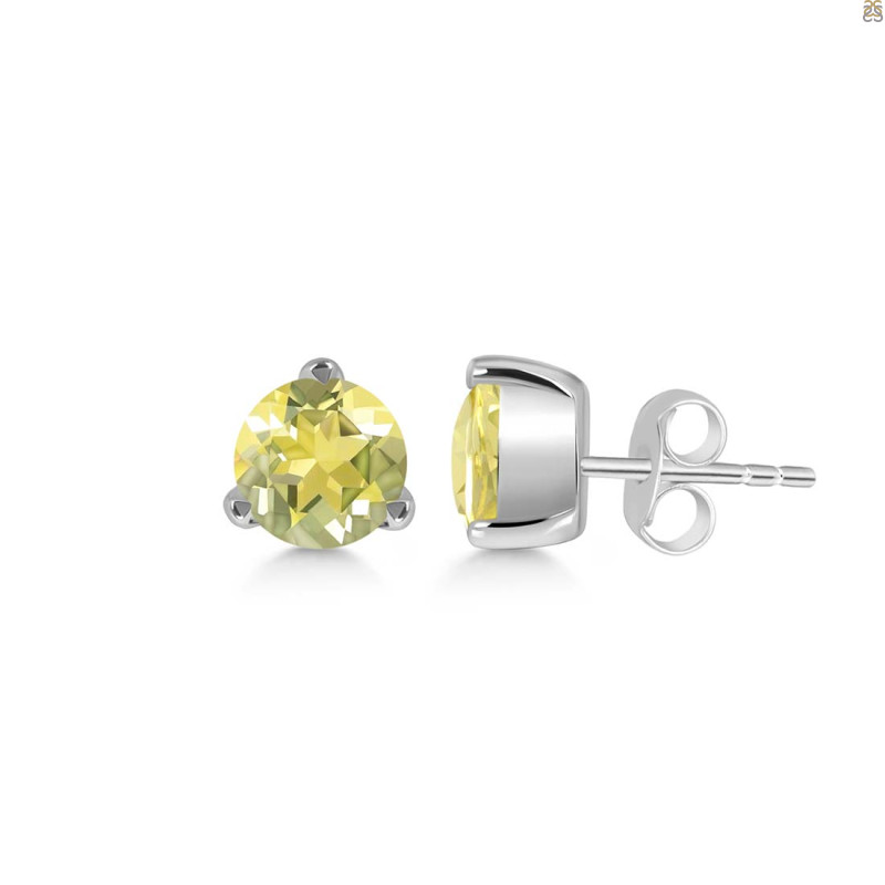 Lemon Quartz Stud Earring