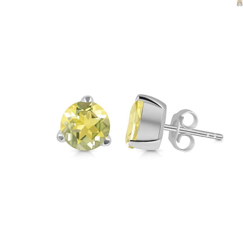 Lemon Quartz Stud Earring
