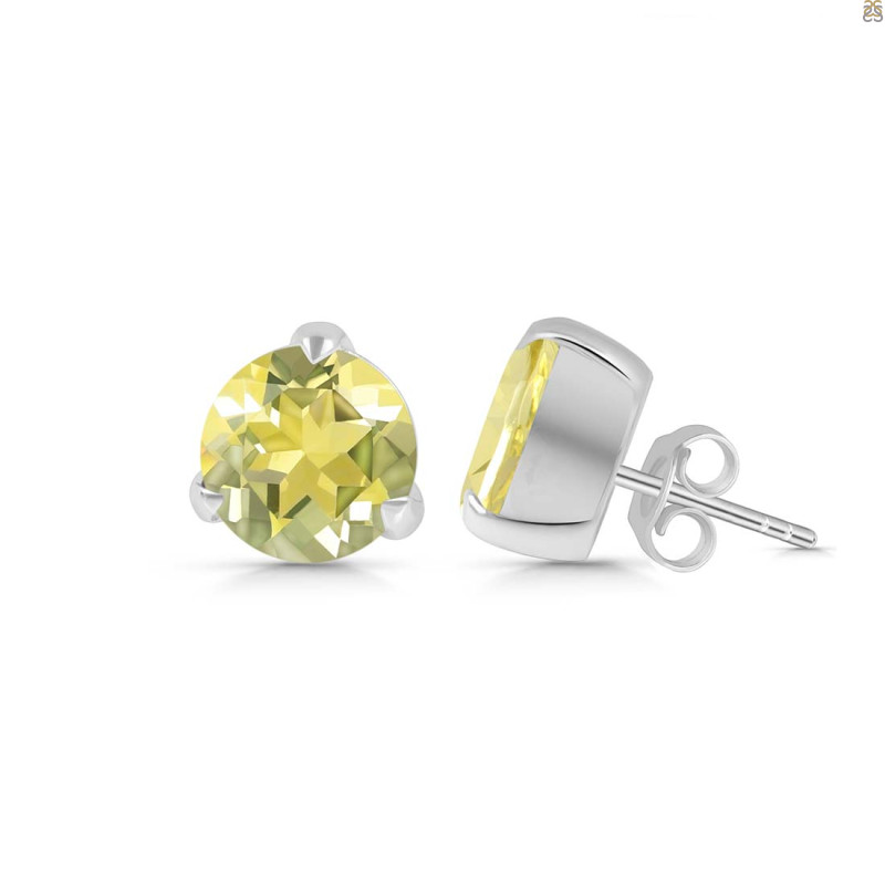 Lemon Quartz Stud Earring