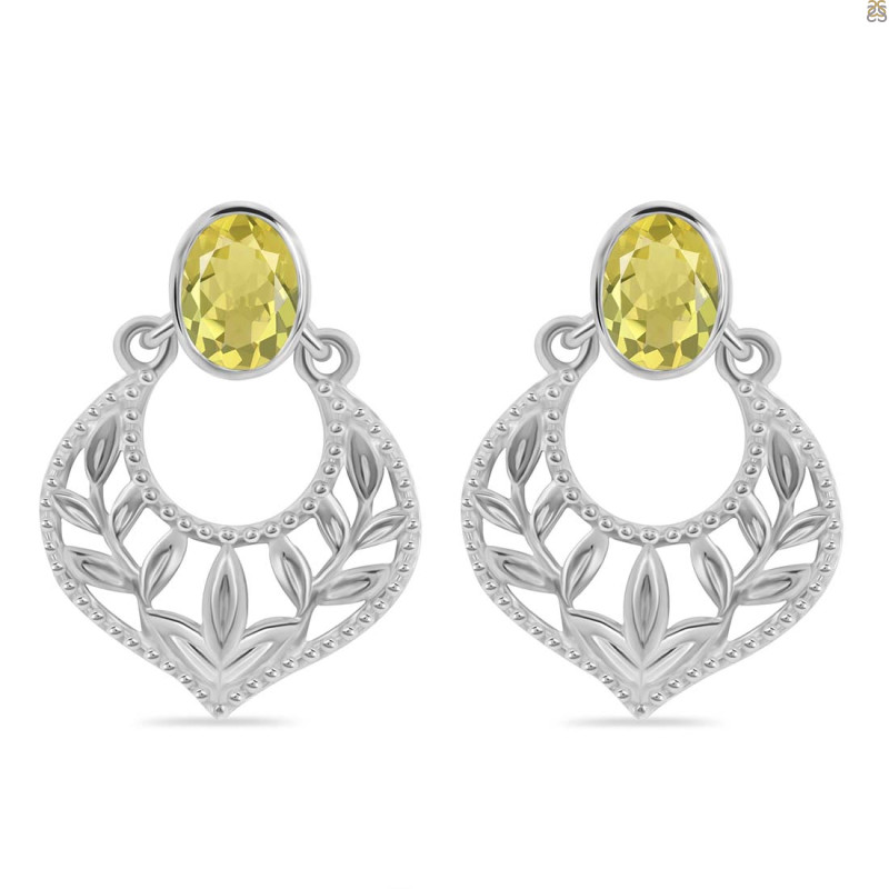 Lemon Quartz Stud Earring LEM-RDE-51.