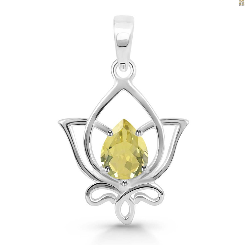 Lemon Quartz Lotus Pendant LEM-RDEP-877.