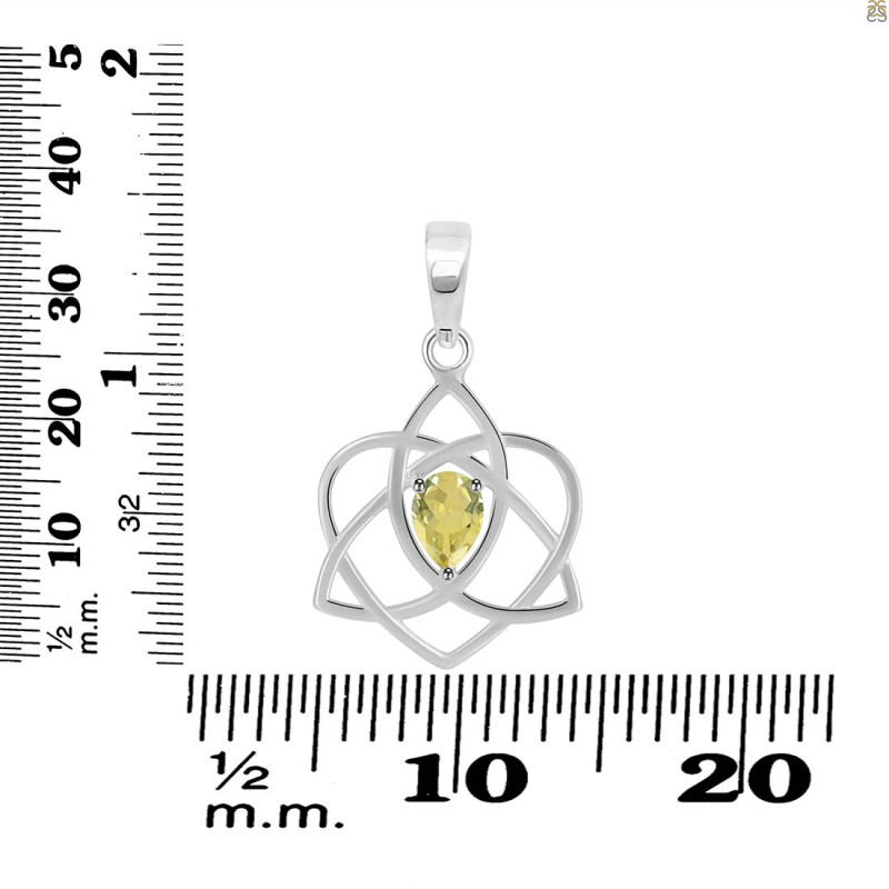 Lemon Quartz Triquetra Heart Knot Pendant LEM-RDEP-880.