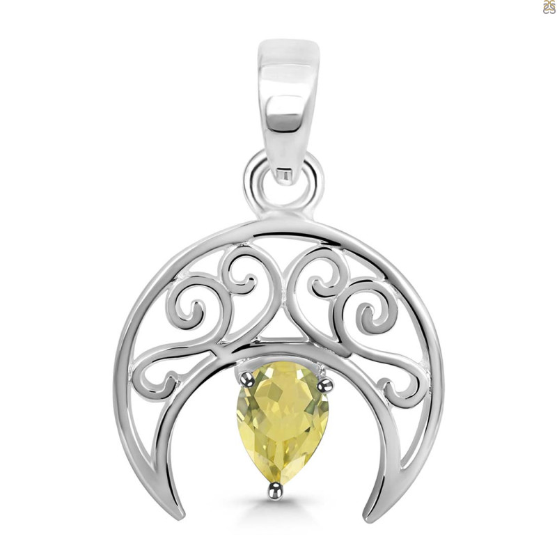 Lemon Quartz Crescent Moon Pendant LEM-RDEP-890.