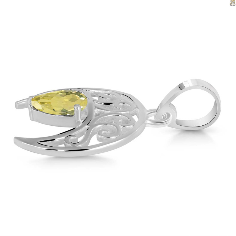 Lemon Quartz Crescent Moon Pendant LEM-RDEP-890.