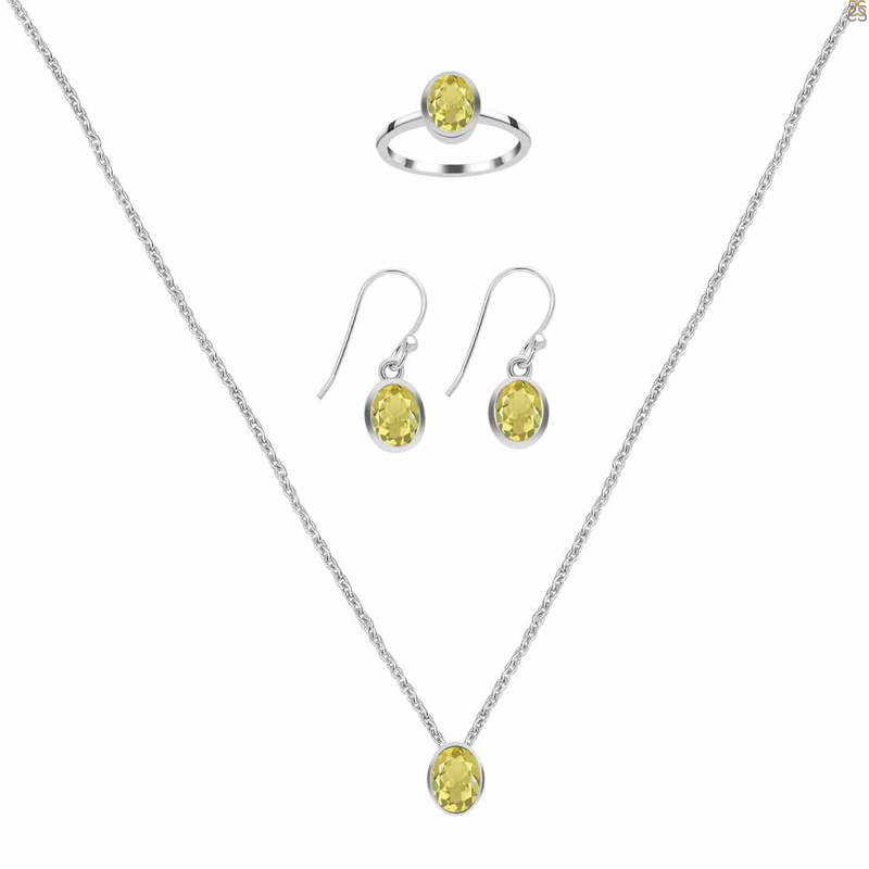  Lemon Quartz Jewelry Set