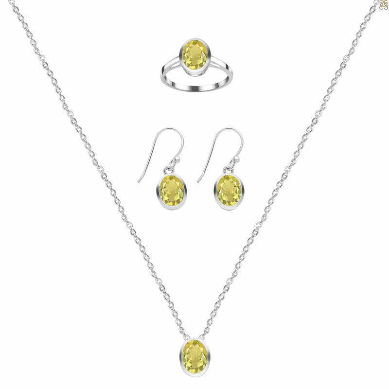  Lemon Quartz Jewelry Set