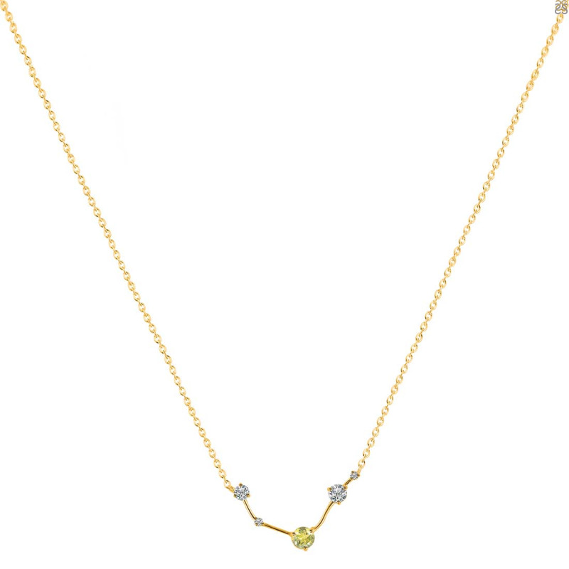 Aries Zodiac Star Constellation Lemon Quartz & White Topaz Necklace LEM-RDN-488.