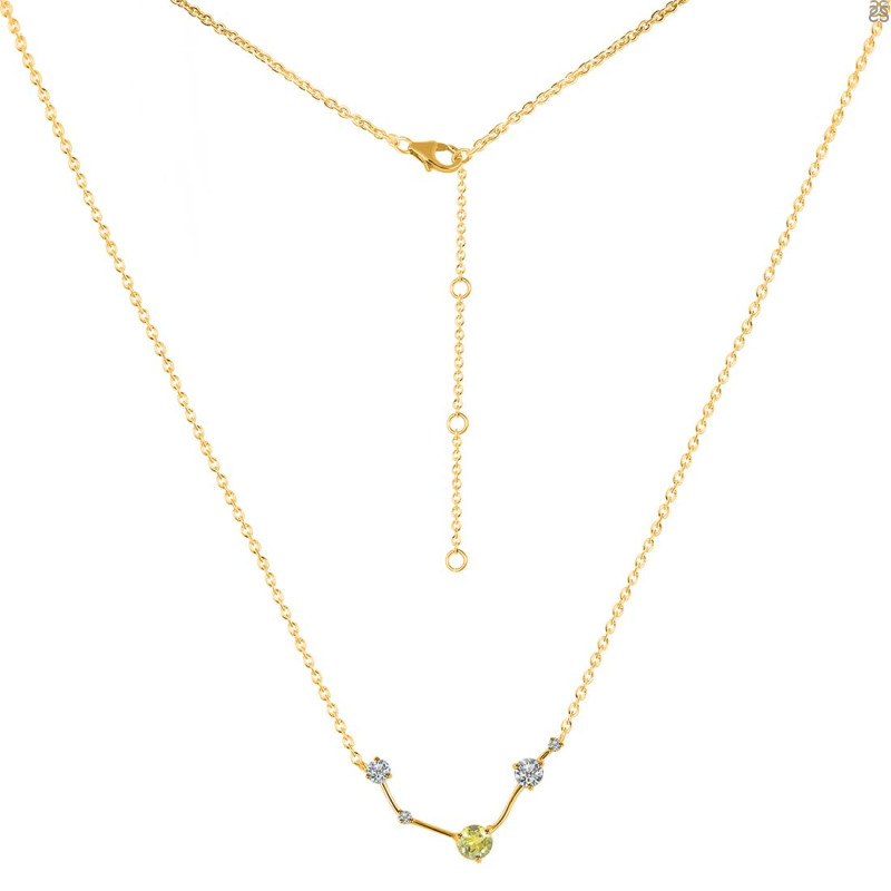 Aries Zodiac Star Constellation Lemon Quartz & White Topaz Necklace LEM-RDN-488.