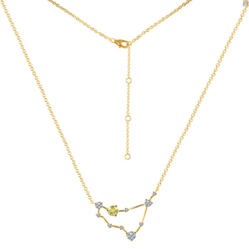 Capricorn Zodiac Star Constellation Lemon Quartz & White Topaz Necklace LEM-RDN-489.