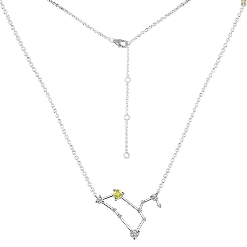 Leo Zodiac Star Constellation Lemon Quartz & White Topaz Necklace