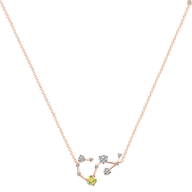 Scorpio Zodiac Star Constellation Lemon Quartz & White Topaz Necklace LEM-RDN-495.