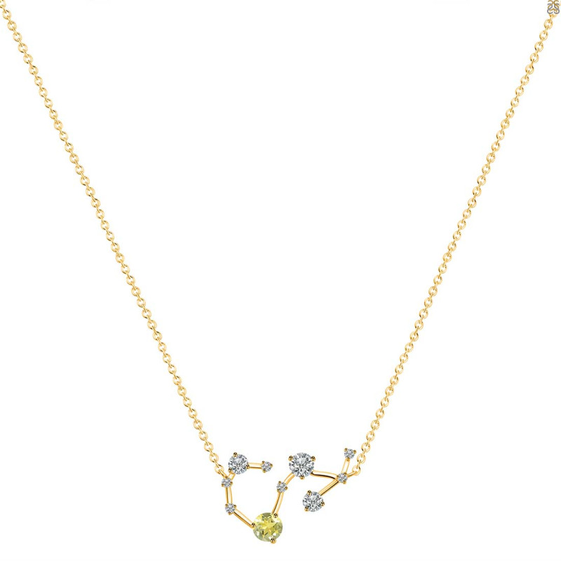 Scorpio Zodiac Star Constellation Lemon Quartz & White Topaz Necklace LEM-RDN-495.