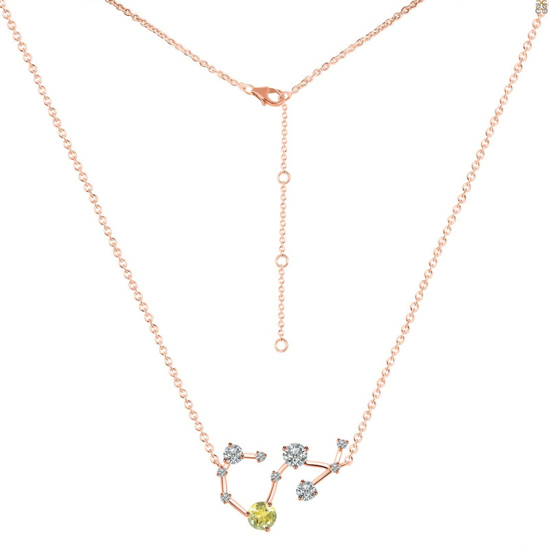 Scorpio Zodiac Star Constellation Lemon Quartz & White Topaz Necklace LEM-RDN-495.