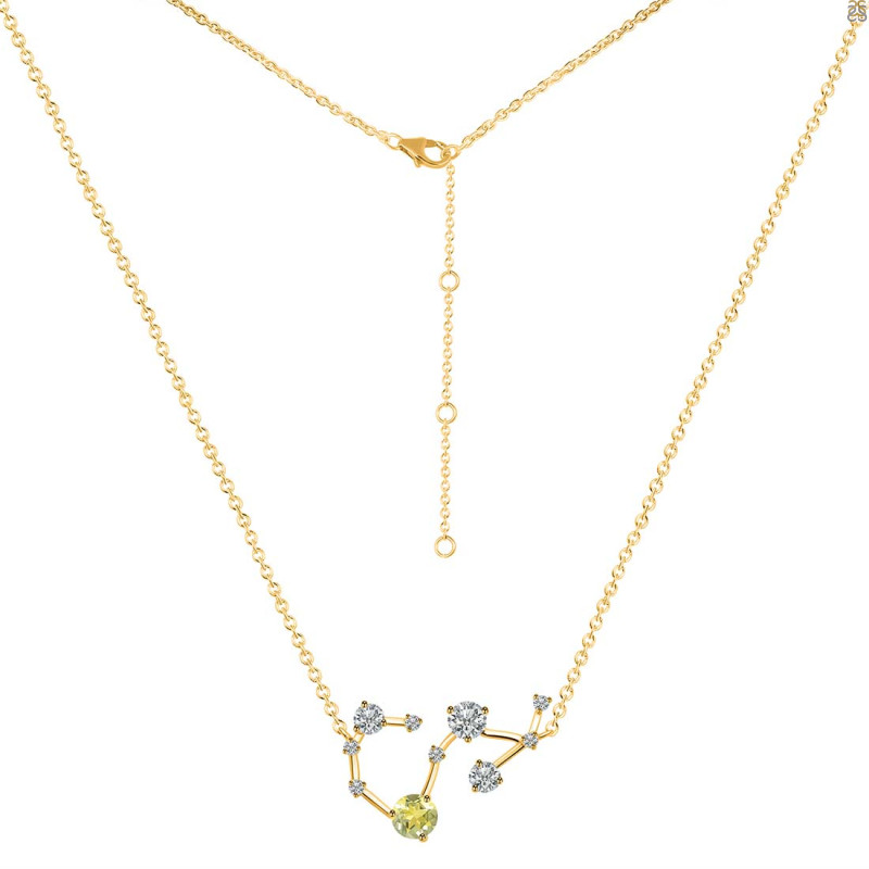 Scorpio Zodiac Star Constellation Lemon Quartz & White Topaz Necklace LEM-RDN-495.