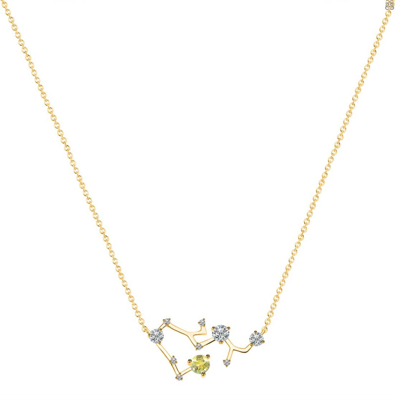 Sagittarius Zodiac Star Constellation Lemon Quartz & White Topaz Necklace LEM-RDN-496.