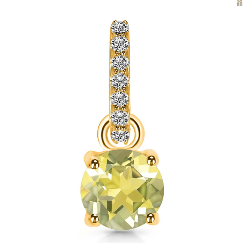 Lemon Quartz & White Topaz Pendant LEM-RDP-549-CZ-LOOP.