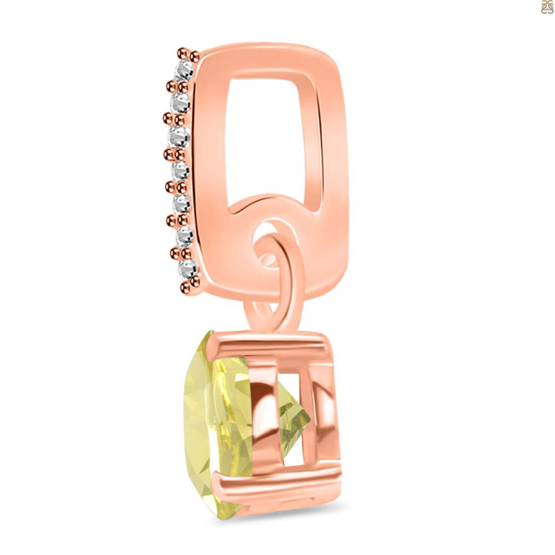 Lemon Quartz & White Topaz Pendant LEM-RDP-549-CZ-LOOP.