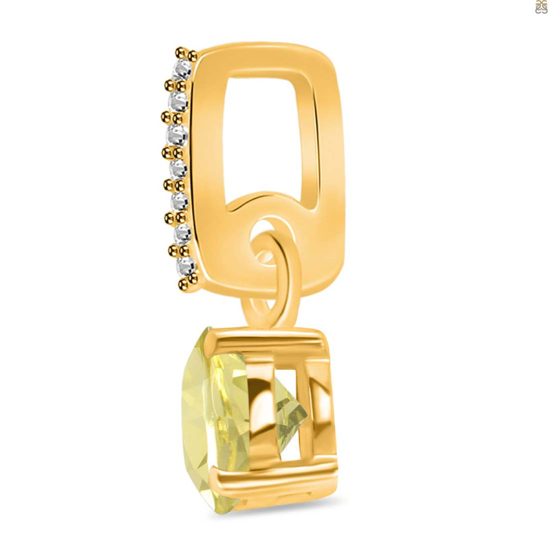 Lemon Quartz & White Topaz Pendant LEM-RDP-549-CZ-LOOP.