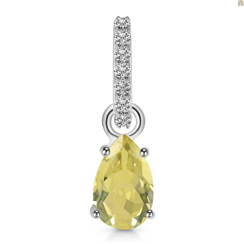 Lemon Quartz & White Topaz Pendant LEM-RDP-550-CZ-LOOP.