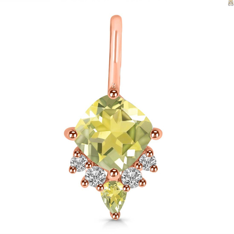 Lemon Quartz & White Topaz Pendant LEM-RDP-729.