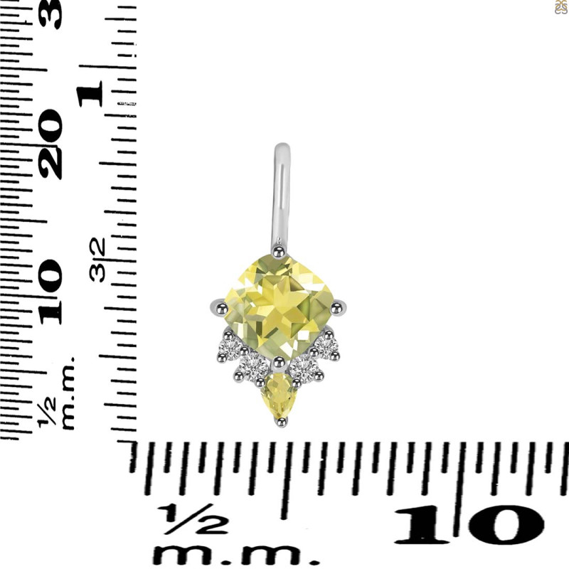 Lemon Quartz & White Topaz Pendant LEM-RDP-729.