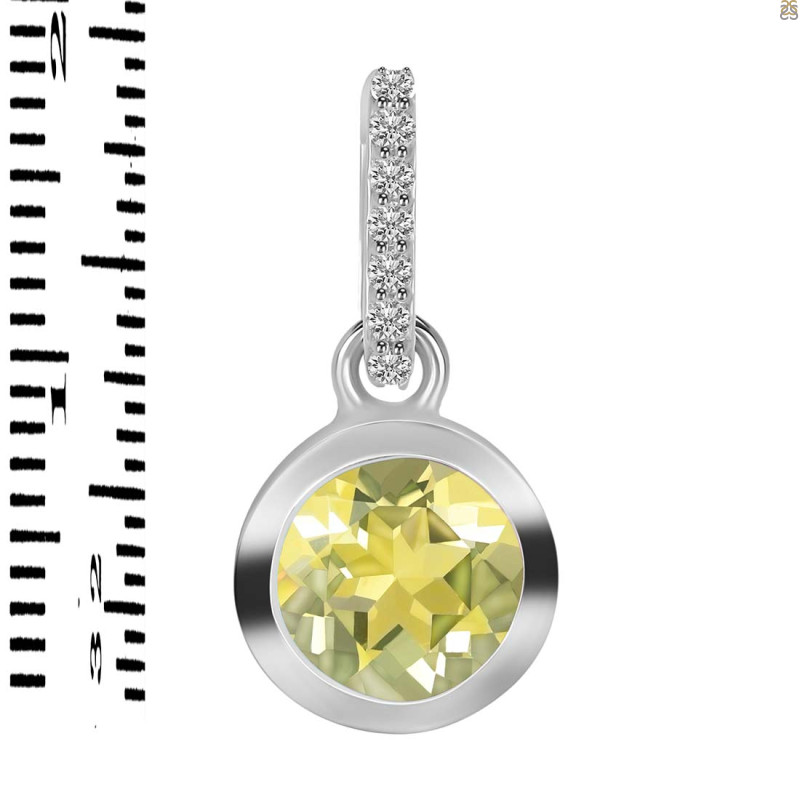 Lemon Quartz & White Topaz Pendant LEM-RDP-742-CZ-LOOP.