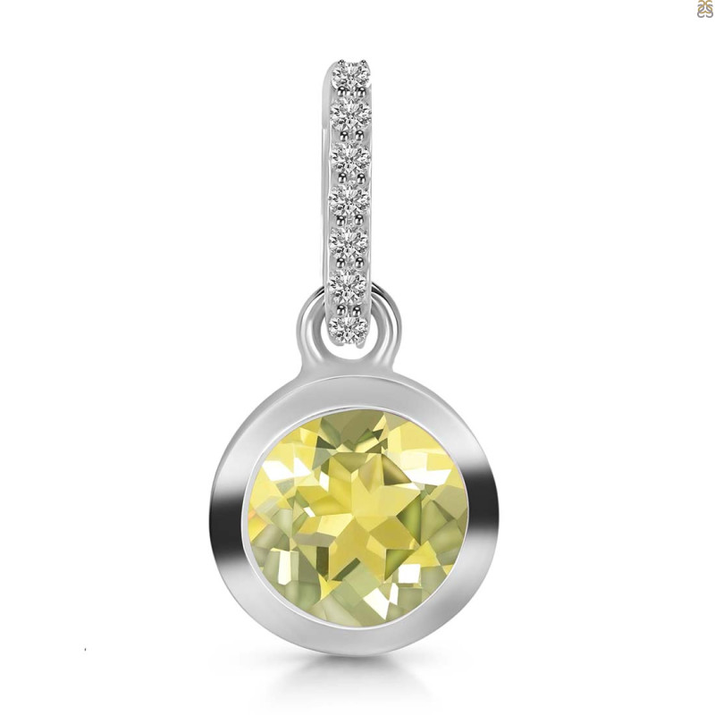 Lemon Quartz & White Topaz Pendant LEM-RDP-742-CZ-LOOP.