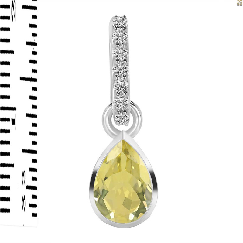 Lemon Quartz & White Topaz Pendant LEM-RDP-779-CZ-LOOP.