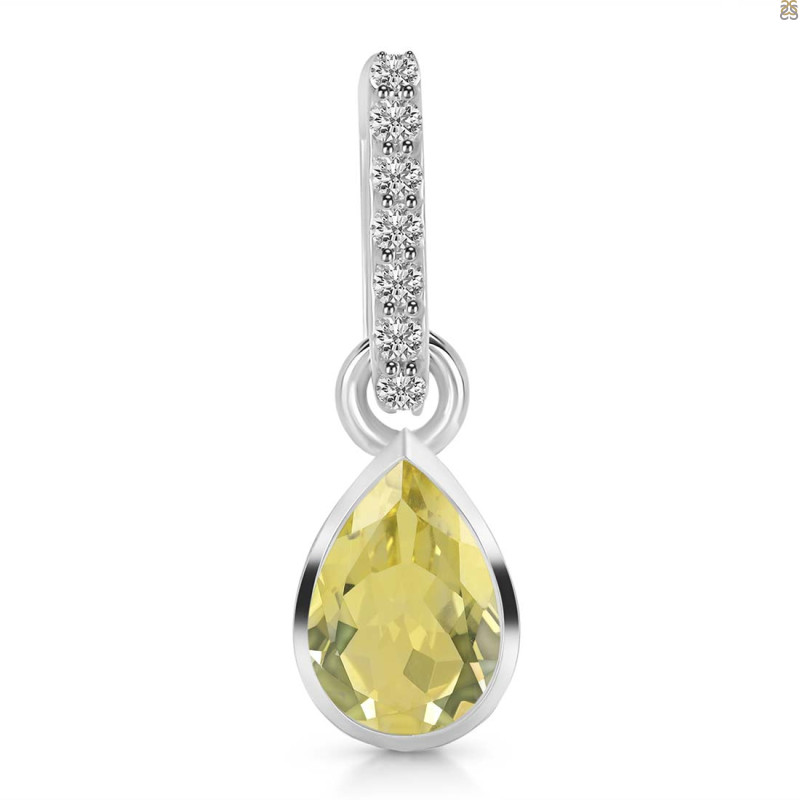 Lemon Quartz & White Topaz Pendant LEM-RDP-779-CZ-LOOP.