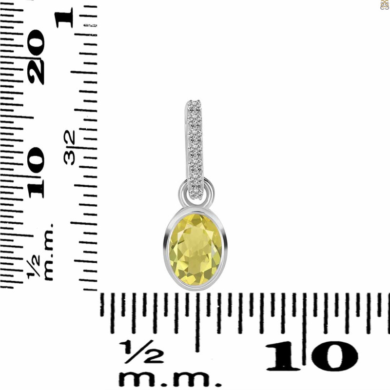 Lemon Quartz & White Topaz Pendant LEM-RDP-780-CZ-LOOP.