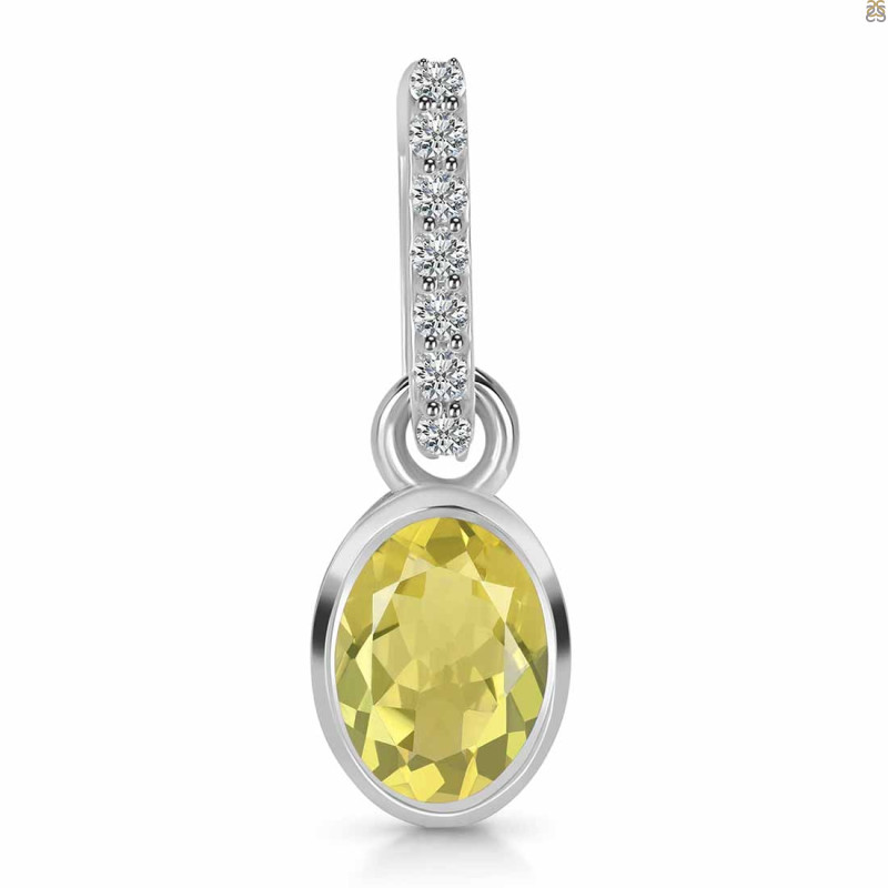 Lemon Quartz & White Topaz Pendant LEM-RDP-780-CZ-LOOP.