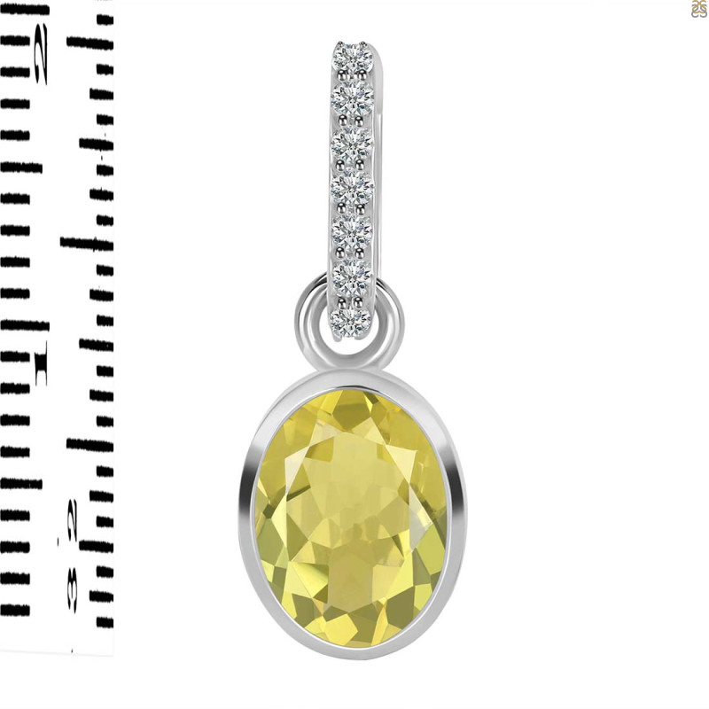 Lemon Quartz & White Topaz Pendant LEM-RDP-792-CZ-LOOP.