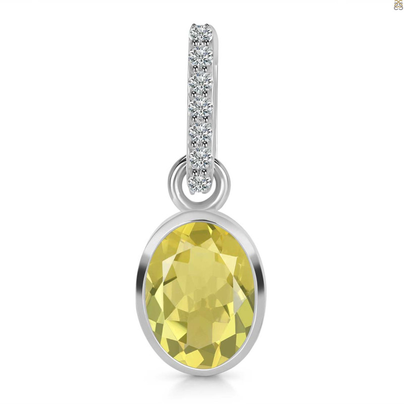 Lemon Quartz & White Topaz Pendant LEM-RDP-792-CZ-LOOP.