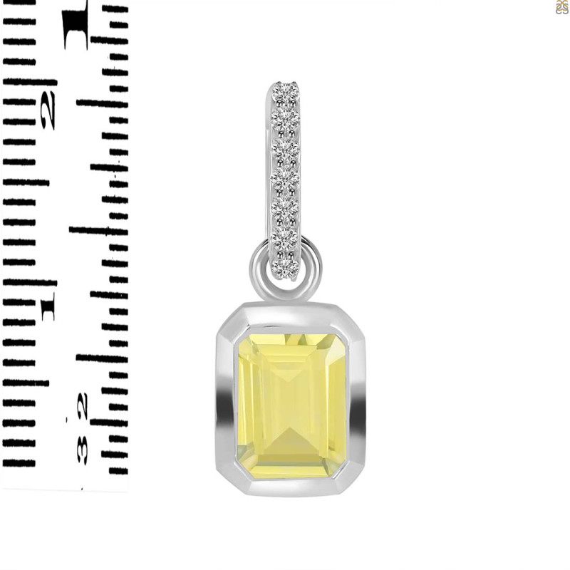 Lemon Quartz & White Topaz Pendant LEM-RDP-954-CZ-LOOP.