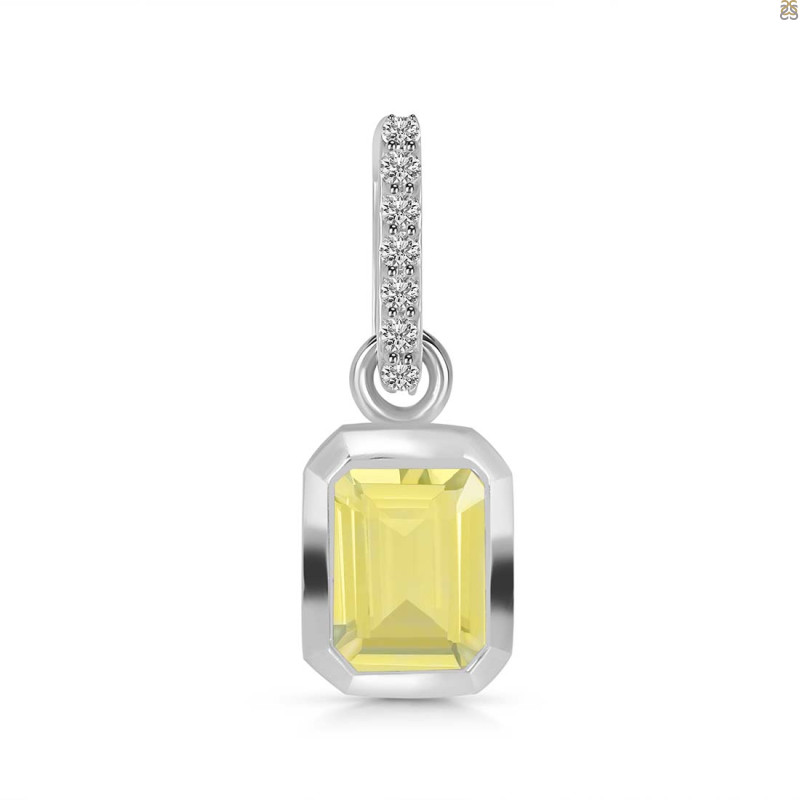 Lemon Quartz & White Topaz Pendant LEM-RDP-954-CZ-LOOP.