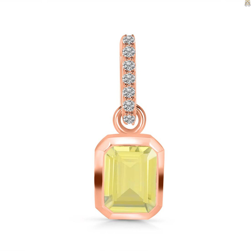 Lemon Quartz & White Topaz Pendant LEM-RDP-955-CZ-LOOP.