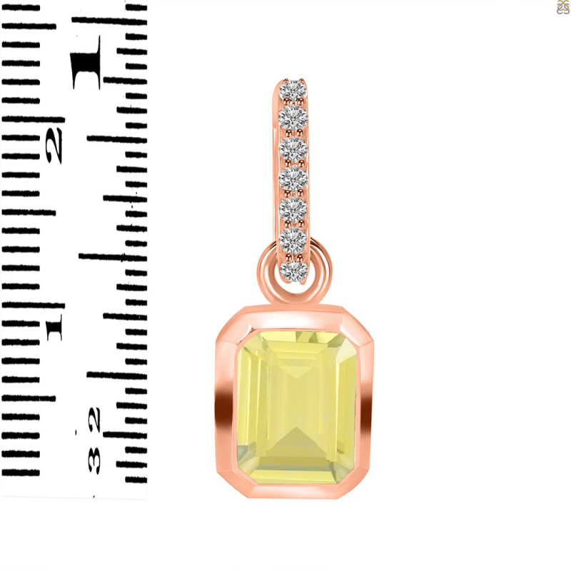 Lemon Quartz & White Topaz Pendant LEM-RDP-955-CZ-LOOP.